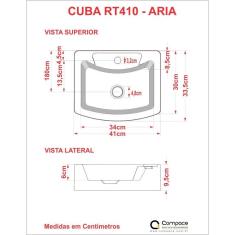Imagem de Cuba Para Banheiro Rt41w Retangular Aria Compace  Escuro