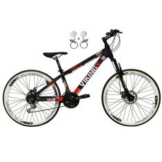 Imagem de Bicicleta Aro 26 Vikingx Tuff 21v Alumínio Freio Hidráulico a Disco Aros Vmaxx Branco - Roxo\Laranja X25