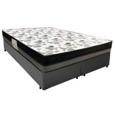 Imagem de Cama Box Casal Sintético Bipartido + Colchão Ortobom Iso Dupla Face 60x138x188 Cor:cinza