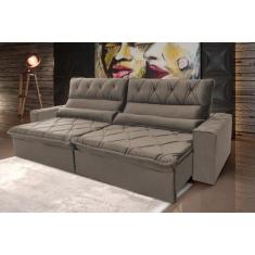Imagem de Sofá Retrátil/Reclinável França 3,00M Suede Velut Tabaco C/ Molas No A