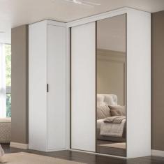 Imagem de Guarda Roupa de Canto Porta de Correr com Espelho 3 Portas Spacios Bel
