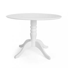 Imagem de Mesa Redonda Madeira Maciça Pé Central Torneado 4 Lugares Gardênia Espresso Móveis Branco