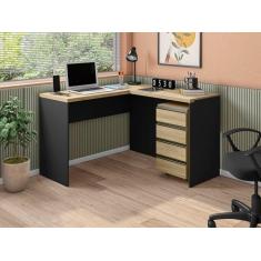 Imagem de Escrivaninha com Gaveteiro Martim Dj Móveis Martim Carvalho Preto