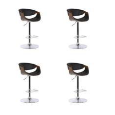 Imagem de Kit 4 Banquetas Nicole Preto Poliuretano Base Disco - Rivatti