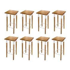 Imagem de KIT 8 BANQUETAS BISTRO INDUSTRIAL COLORS FERRO E MADEIRA MACIÇA - BRANCA