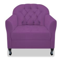 Imagem de Poltrona Cadeira Sofá Julia com Botonê para Sala de Estar Recepção Quarto Escritório Corano Roxo - AM Decor