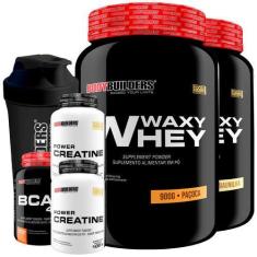 Imagem de Kit 2X Waxy Whey Protein 900G + 2X Power Creatina 100G + Bcaa 4,5 100G