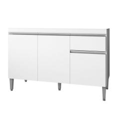 Imagem de Balcão Gabinete Para Pia Sem Tampo 120cm 3 Portas E 1 Gaveta Tatiane Branco - Ajl Móveis