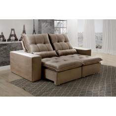 Imagem de Sofá Retrátil e Reclinável 190 Cm Platina Suede Capuccino