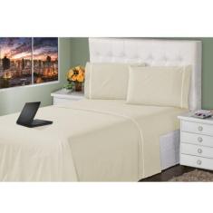 Imagem de Lençol 3 Peças 400 Fios Toque Macio Ponto Palito Casa Dona