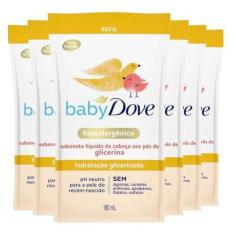Imagem de Kit Sabonete Líquido Dove Baby Refil Hidratação Glicerinada 180ml - 6 Unidades