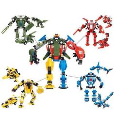 Imagem de Brinquedo Blocos De Montar 3 Em 1 Robô Carrinho Aeronave Animais Brinq