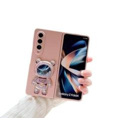Imagem de Para samsung galaxy z fold 4 z fold 5 caso do telefone móvel bonito espaço astronauta suporte suporte z fold 3 2 capa, ouro rosa, para z fold 5