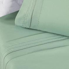 Imagem de Jogo de Lençol Casal Yara bordado 4 peças Verde