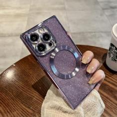 Imagem de Capa de celular luxuosa com glitter sem fio, capa macia para iphone 15 14 13 12 11 pro max plus, lavanda, para iphone 15pro