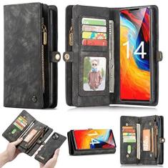 Imagem de JINGANGYU JGY Capa carteira de couro para iPhone 15 Pro, capa magnética destacável para iPhone 15 Pro com bolso com zíper e porta-cartões para iPhone 15 Pro, capa carteira removível à prova de choque