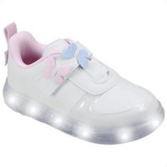 Imagem de Tênis Infantil Pampili Sneaker Luz Led Borboletas 3d Estiloso Tira Autocolante-Feminino