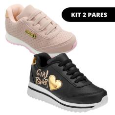 Imagem de Kit 2 Tênis Para Menina Infantil Feminino Escolar-Feminino