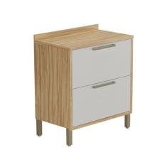 Imagem de Balcão de Cozinha 80cm com 1 Porta Basculante 1 Gavetão e Tampo 100% MDF Vicenza Espresso Móveis Amêndoa/Off White