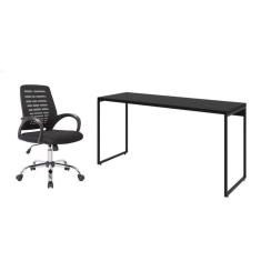Imagem de conjunto de mesa studio 150 cm com cadeira de escritório secretária giratória light preta