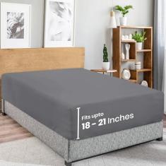Imagem de Utopia Bedding Lençol King com elástico - bolso extra profundo - bolso profundo de 53 cm - microfibra macia - resistente ao encolhimento e desbotamento - fácil de cuidar - 1 lençol com elástico apenas