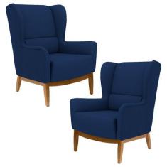 Imagem de Kit 2 Poltronas Decorativas Base Manu Madeira Milena B-304 Veludo 