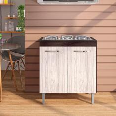 Imagem de Balcão Cooktop 4 e 5 Bocas 2 Portas Catarina Cor Castanho e Avelã - AJL