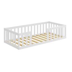 Imagem de Cama Montessoriana Solteiro Nemargi Madeira Maciça Com Grade Branco