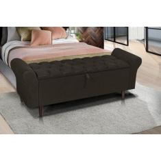 Imagem de Recamier Báu Para Cama Casal 150 Cm Pés Palito Retro Marrom - MEGA EST