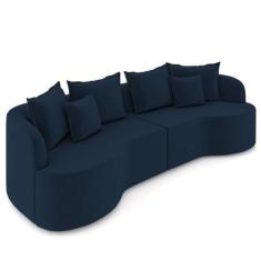 Imagem de Sofá 3 Lugares 210cm Orgânico Quito K04 Veludo Azul Marinho - Mpozenat