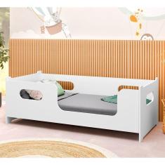 Imagem de Cama Solteiro Master Com Proteção Lateral mdf Branco