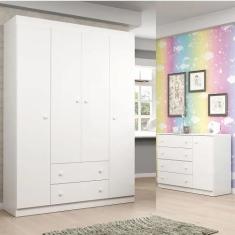 Imagem de Guarda Roupa Infantil 4 Portas 3 Gavetas, Cômoda 4 Gavetas Elena - Pho