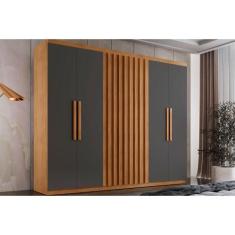 Imagem de Guarda Roupa Casal 6 Portas e 2 Gavetas Cairo Naturale/Grafite - Rufat