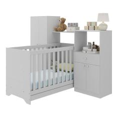 Imagem de Berço 3 Em 1 Com Colchão E Guarda-roupas 4 Portas 1 Gaveta Multimóveis Mp4162 Branco Branco