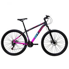 Imagem de Bicicleta Aro 29 Gti Roma Alumínio 21v Freio A Disco Garfo Suspensão - Preto-rosa Tam.17