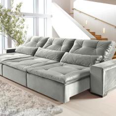 Imagem de Sofá Retrátil e Reclinável 3 Lugares Búzios Espresso Móveis Cinza