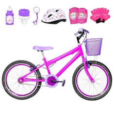 Imagem de Bicicleta Infantil Aro 20 Aero + Kit Proteção Pink e Violeta