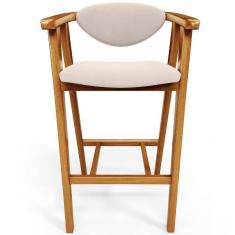 Imagem de Banqueta Alta Para Cozinha Bancada Bar Sala De Jantar Fixa Cecília L02 Suede Bege