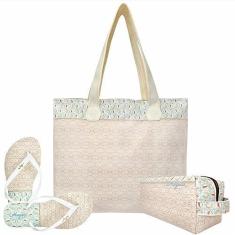 Imagem de Kit Praia Feminino Conchas Bolsa, Necessaire e Chinelo Magicc Bolsas KIT-095