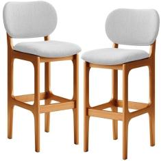 Imagem de Kit 2 Banquetas Alta Betta Imbuia Linho Cinza