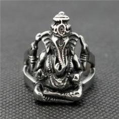 Imagem de Anel Aço Inox Ganesha India Religião Elefante Sorte Fortuna