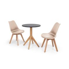 Imagem de Conjunto Mesa de Jantar Maitê 60cm  com 2 Cadeiras Eames Wood Leda - Nude