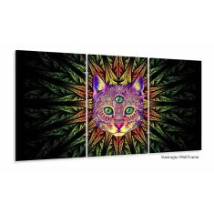 Imagem de Quadro Decorativo Gato Trance Psicodélico 120x60 Sala Quart