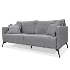 Imagem de Sofá 2 Lugares 160cm Pés De Metal Vecchia S06 Linho Cinza - Mpozenato