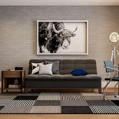 Imagem de Sofá-Cama 3 Lugares Casal Premium Amazing Base e Pés de Madeira Suede Cinza