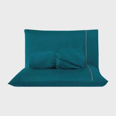 Imagem de Jogo de Cama Prime Liso Turquesa Queen 03 Peças - Micropercal 400 Fios