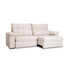 Imagem de Sofá 4 Lugares Retrátil e Reclinável com USB FlexformaTriton Veludo Marfim 250 cm