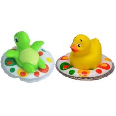 Imagem de Banho Brinquedo Infantil Borracha Bebê Bichinhos Alegre Boia Água Pato