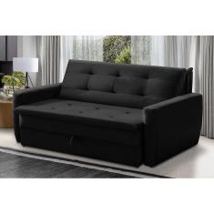 Imagem de Sofá Cama Jade 1,36m Suede Preto Adonai Estofados