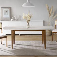 Imagem de Mesa Extensível Oval 2,0M Aberta Tiê Cabecasa Madeiramadeira Amêndoa/Off White